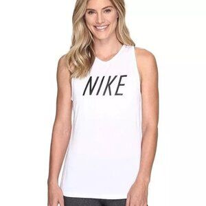 NIKE Dry-Fit Logo Tomboy Training Tank Top Women's Medium White